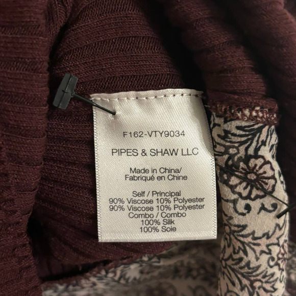 VERONICA BEARD MOON MIXED MEDIA RIBBED MOCK NECK SWEATER BLOUSE WOMEN SIZE M - Picture 14 of 14